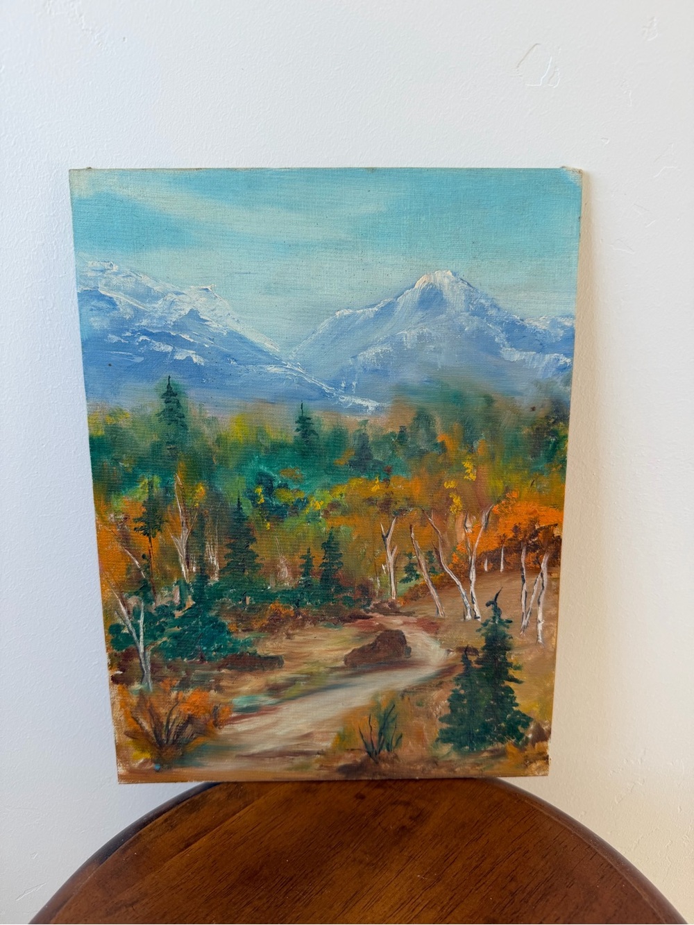 Vintage oil painting on board landscape scene 9x12